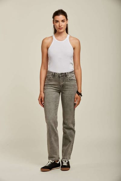 Broek Toxik3 middelhoge taille straight fit grijs