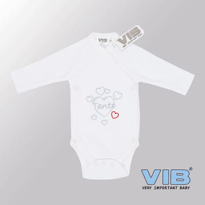 VIB® - Rompertje (overslag) Luxe Katoen - Tante? (Wit) - Babykleertjes - romper - rompertjes - rompertjes met tekst - baby cadeau - baby aankondiging - overslagromper