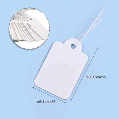 200 Stuks Prijsetiketten en Hangtags 35 x 22 mm voor Markten en Sieraden, Wit en Kraft Geel, Perfect voor Verkoop en Organisatie
