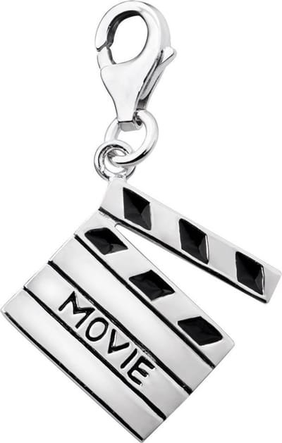 Quiges – 925 - Zilver – Charm - Bedel - Hanger - 3D Film Klapper - met – sterling - zilver - karabijnslot - geschikt - voor - Bedelarmband HC335