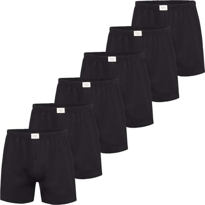 Phil & Co Wijde Boxershorts Jersey Stretch Effen Zwart 6-Pack - Maat 5XL - Losse boxershort heren