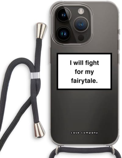 Case Company® - Hoesje met koord geschikt voor iPhone 14 Pro hoesje met Koord - Fight for my fairytale - Telefoonhoesje met Zwart Koord - Bescherming aan alle Kanten en Over de Schermrand