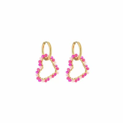 Bijoutheek Oorhangers Gekleurde Hartjes Fuchsia