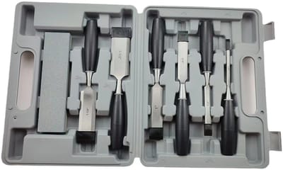 Houtbeitel set - Houtbeitels - Houtbeitel - Steekbeitel - 7 delig beitel set - 6mm/13mm/19mm/25mm/32mm/38mm - Rubber handvat - Zwart