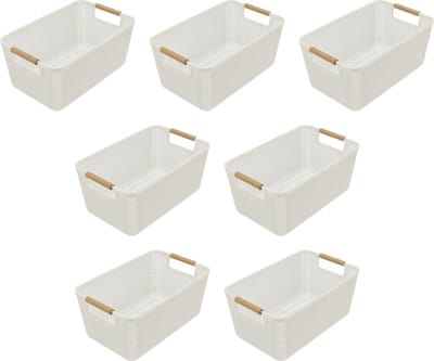 Opbergmanden 12 Liter – Set van 7 Kunststof Opbergboxen voor Kinderkamer, Keuken en Kledingkast – Opbergmand Speelgoed – Stapelbare Vierkante Opbergdozen