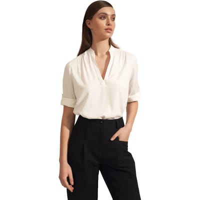 Viskose blouse met opgerolde mouwen voor dames Nife
