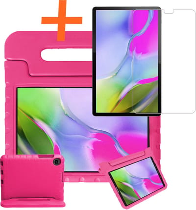 Hoesje - Geschikt voor Samsung Galaxy Tab A 10.1 (2019) - Met Screenprotector - Kinderhoes Shockproof Bumper - Kidsproof Case - Tablet Hoes - Kinder Hoes Cover - Roze