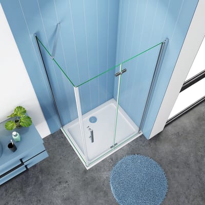 Serie Poppy - Douchecabine Vierkant - 100 Vouwdeur x 100 Vaste Wand - Chroom - 6mm Helder Veiligheidsglas - Antikalk