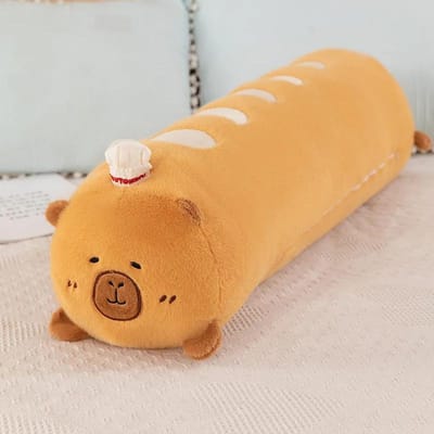 Peluche Capybara Pain Oreiller Mignon Peluche Alimentaire Poupée Doux Drôle Baguette Croissant Capibara Jouet Peluches Jouet Cadeau beige
