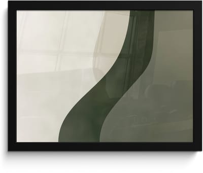 Poster in lijst - Fotolijst 40x30 cm - Posters - Japandi - Groen - Abstract - Modern - Posterlijst zwart - Decoratie - Wanddecoratie woonkamer - Muurdecoratie slaapkamer