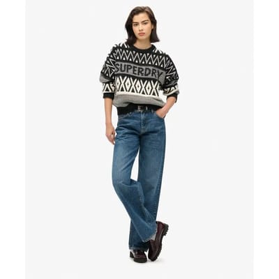 Superdry - Trui met merkpatroon en ronde hals - Dames - Sweaters