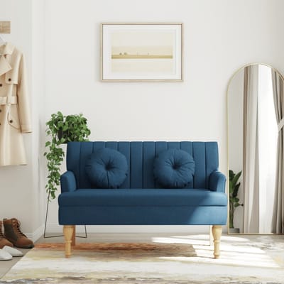 vidaXL - Bankje - met - kussens - 113x64,5x75,5 - cm - stof - blauw