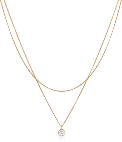 Elli - Halsketting - Dames Solitaire Hanger Laag met Zirkonia Kristal in 925 Sterling Zilver - Dames