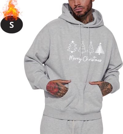 Bovista Kersttrui - Heren - Foute Kersttrui - Christmas Sweater - Kerst Sweater - Kerstboom - Christmas Jumper - Hoodie - Lichtgrijs - S