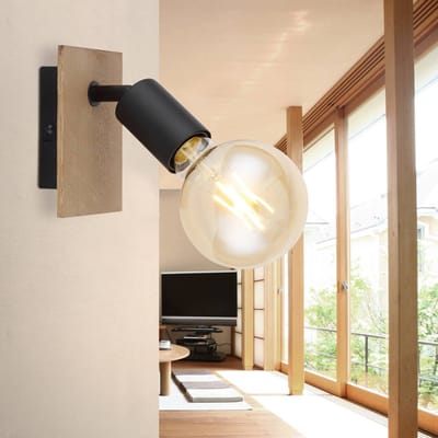 Globo Wandlamp Martha met houtplaat