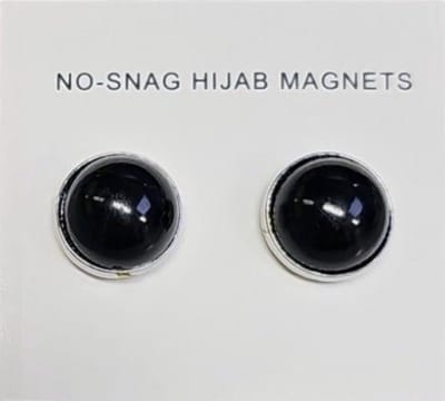 2x Hoofdoek Magneet - Magnetische Broche Parel Acryl - Magneetbroche - Sjaal - Hijab Accessoires- Abaya - 16mm - 2 Stuks - Zilver Zwart