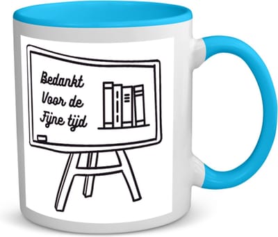 Akyol - bedankt voor de fijne tijd koffiemok - theemok - blauw - Juf - meester - afscheid school - 350 ML inhoud