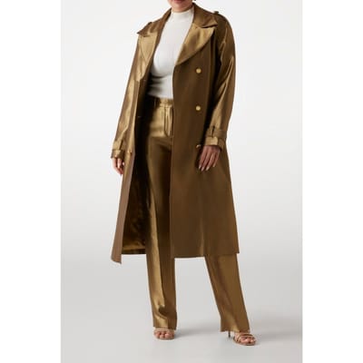 GUESS Milla Trench Coat Antique Gold Multi Maat: 38 | Trenchcoats Outlet | Dames | Goud
