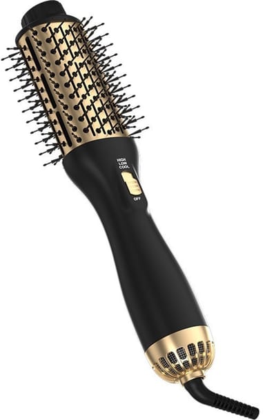 Föhnborstel - 3-in-1 negatieve ionen föhnborstel voor het drogen van steil haar met volume - 60 mm ovale krultang voor alle haartypen - Salonstijl, gladde, pluisvrije resultaten