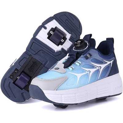 Chaussures de course pour enfants Chaussures à roulettes à double roue pour garçons Chaussures à roulettes pour filles Chaussures d'étudiants à roulettes Poulies Respirant Automne et Hiver 40 gray
