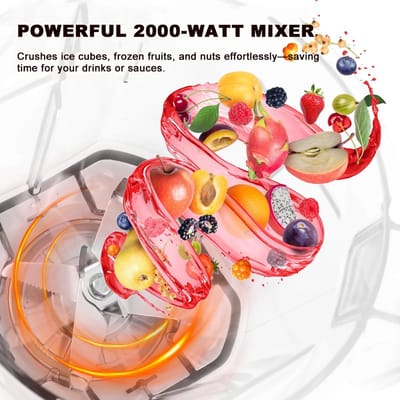 Zerova Blender 2000W - Smoothie maker - Blender Smoothie - Keukenmachine - Foodprocessor - 2L Kan - 6 RVS messen - zwart