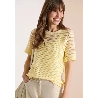 Shirt met ronde hals in ajour look