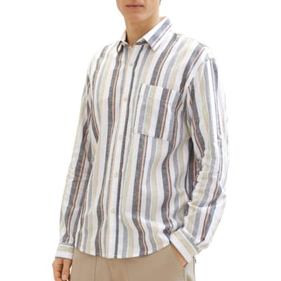 Tom Tailor Denim - Lange mouw overhemd - Heren - XL - Beige - Linnen - 1041225