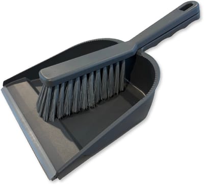 Stoffer en blik kunststof - grijs - duurzaam gerecycled PP - voordelige set - rubberen lip