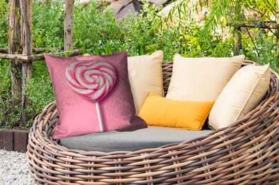 Buitenkussen Weerbestendig - Snoep - Lolly - Hart- Roze - 50x50 cm
