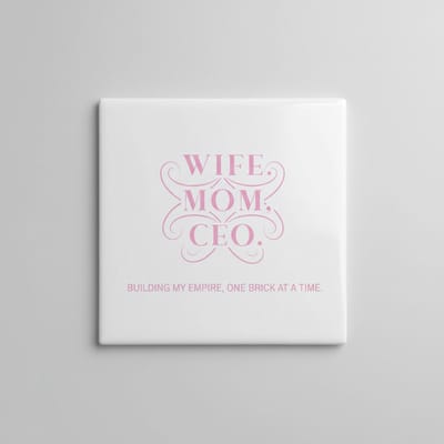 Inspirerende Mama Tekst Keramische Tegel – “Wife. Mom. CEO.” – Elegante Decoratieve Wandtegel 15×15 cm