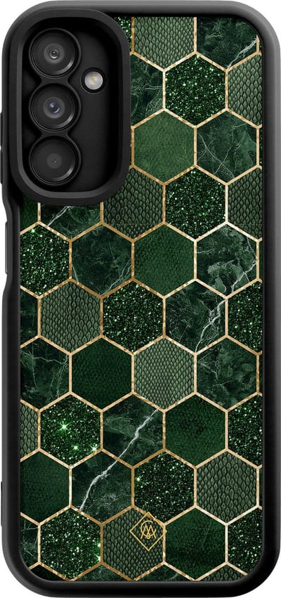 Casimoda® hoesje - Geschikt voor Samsung Galaxy A14 5G - Kubus Groen - Zwart TPU Backcover - Geometrisch patroon - Groen