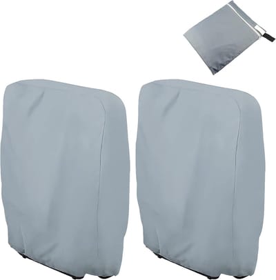 Tuinstoelhoes waterdicht - Tuinstoelhoes - Waterdichte tuinstoelhoes - Waterdichte stoelhoes -Tweedelige set - Stevige en duurzame opvouwbare tuinstoelhoes met opbergtas - Weerbestendig - 71 cm x 34 cm x 110 cm - Grijs