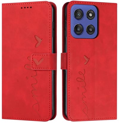 Coverup Hoesje - Geschikt voor Motorola Edge 60 / 60 Fusion Hoesje - Coverup Smile Book Case - Rood