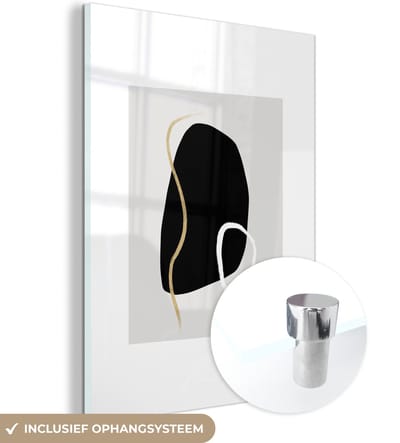 MuchoWow® Glasschilderij 120x160 cm - Schilderij acrylglas - Minimalisme - Abstract - Design - Foto op glas - Schilderijen