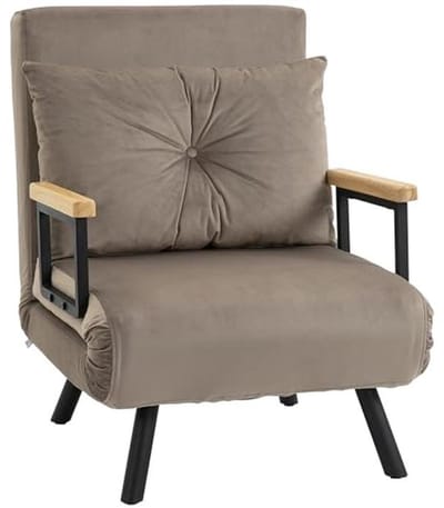 Slaapbank en relaxstoel met verstelbare rugleuning en fluwelen bekleding - multifunctioneel 63 x 73 x 81 cm lichtbruin
