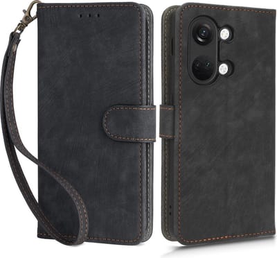 Coverup Hoesje - Geschikt voor OnePlus Nord 3 Hoesje - Coverup Book Case met Koord - Zwart