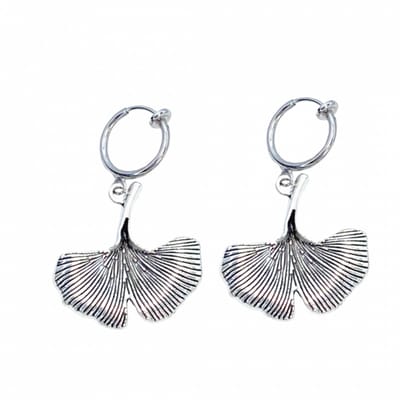 Klem oorbellen zilverkleur ginkgo blad- geen gaatje- Charme Bijoux