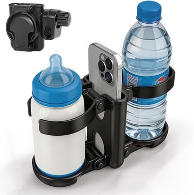 Vouwbare 3-in-1 Kinderwagen Cup Holder met Telefoonhouder - Universele Fleshouder voor Kinderwagens, Fietsen en Rolstoelen