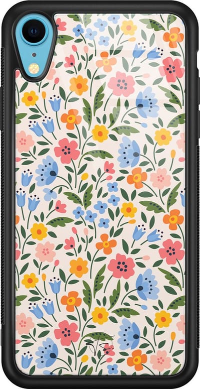 Hoesje geschikt voor iPhone XR - Romantische bloemen - Luxe Hard Case - Bloemen - Multi - Mooie Telefoonhoesjes