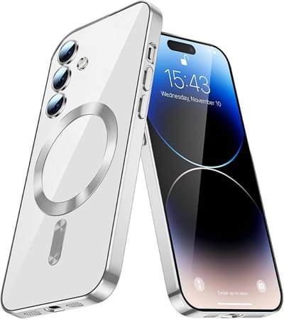 Telefoonhoesje Geschikt voor Samsung Galaxy S22 – Siliconen Hoes met Chroom – Compatibel met MagSafe – Geïntegreerde Camerabescherming – Zilver – FuturiQ