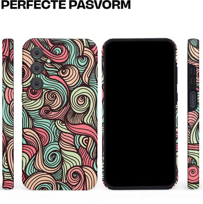 Casetastic hoesje geschikt voor Samsung Galaxy A35 - Dubbellaagse bescherming - Pastel Swirl Vibes - Fashion Case - Taupe Donkergrijs Saliegroen Grijs