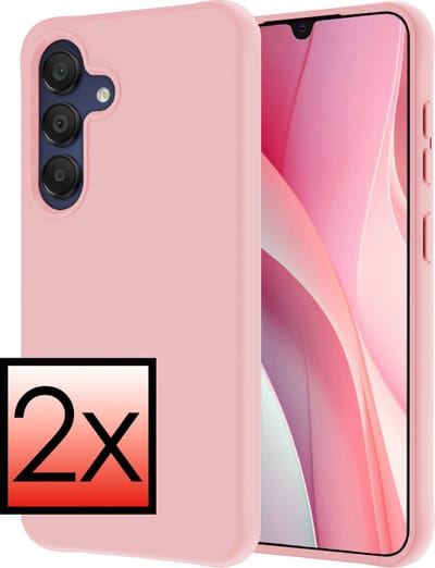 Hoesje - 2 Stuks - Geschikt voor Samsung Galaxy A15 - Sterk & Shockproof - Case Siliconen - Back Cover - Telefoon Hoes - Lichtroze