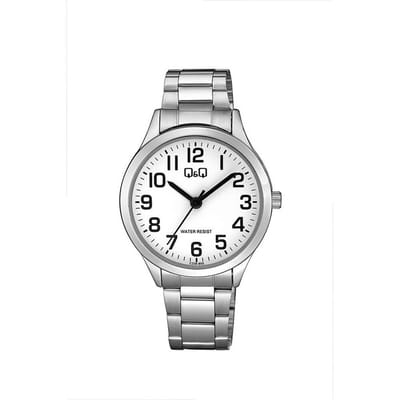 Q&Q C228-800Y - Horloge - Analoog - Mannen - Heren - Stalen band - Rond - Metaal - Cijfers - Zilverkleurig - Wit
