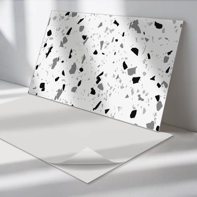 Wallfluent Vinyl Wandpaneel - Abstract steenpatroon PVC Muurpaneel - 100 cm x 50 cm - Wit PVC wandpaneel - 1 stuk - Rechthoekig Wandbekleding Vinyl - Texturen Wandpaneel - Zelfklevende Wandbekleding - Wandpaneel Keuken en Badkamer