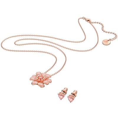 Swarovski Connexus Hart Lotusvormig Tweedelig Set Goudkleurig Verguld Ketting Dames ketting 5615360 Box (Random Color) beige