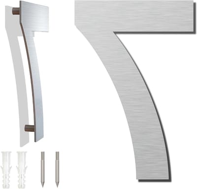 Huisnummer Geborsteld - Adresbord Cijfer - Huis Identificatie - Drijvend Uiterlijk - 102 mm Hoogte - Zilver