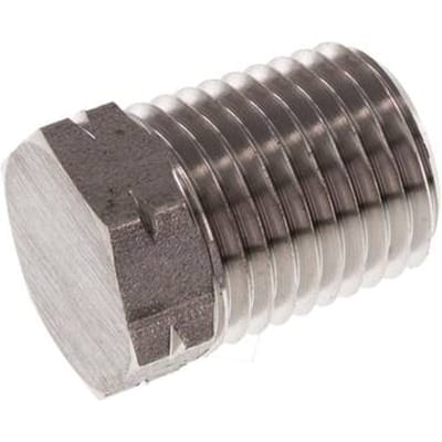 1/4'' NPT Buitendraad RVS Plug met Buitenzeskant 275 Bar - FL1-M-S-014N-E