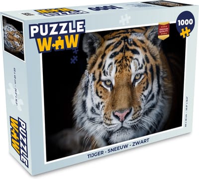 Puzzel Tijger - Sneeuw - Zwart - Legpuzzel - Puzzel 1000 stukjes volwassenen