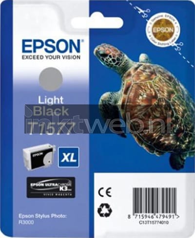 Epson T1577 inktcartridge licht zwart hoge capaciteit (origineel)