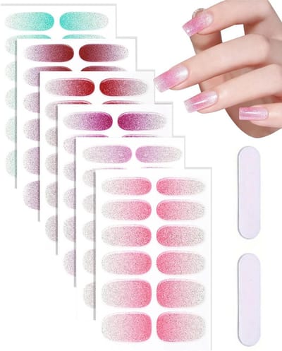 12 vellen nagelfolie, glitter, meerkleurig, gelnagelfolie, zelfklevend, uv-nagelfolie, decoratie, nageldesign - ShopVlot